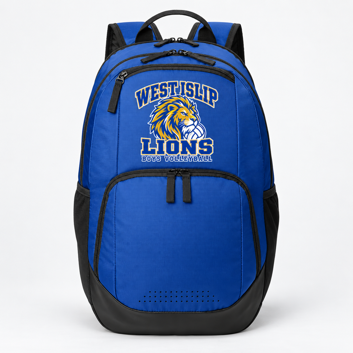 West Islip boys volleyball Power Lion royal blue 28L team backpack