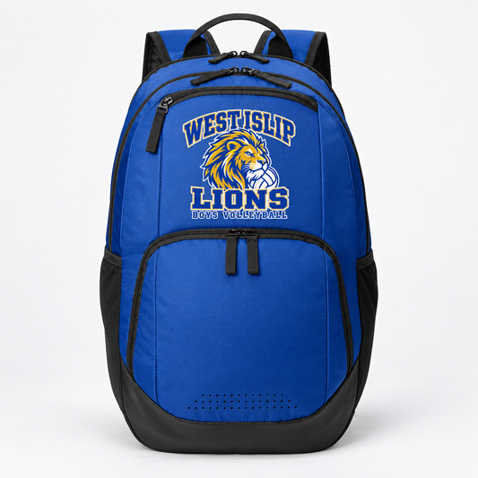 West Islip boys volleyball Power Lion royal blue 28L team backpack