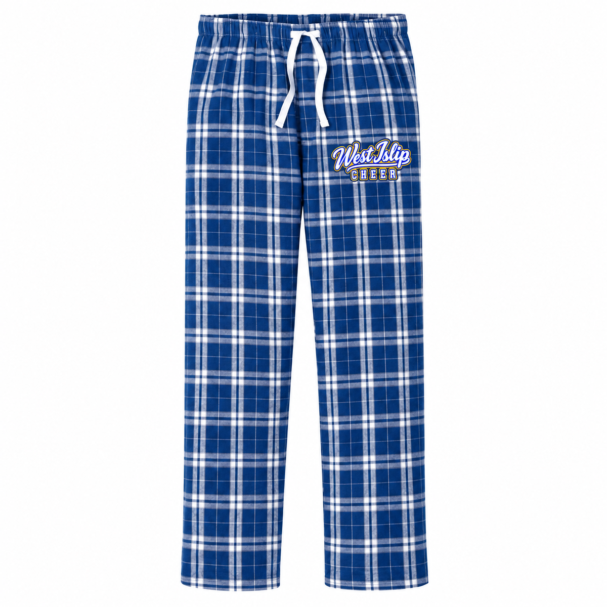 West Islip Cheer Deep Royal plaid flannel pajama pants
