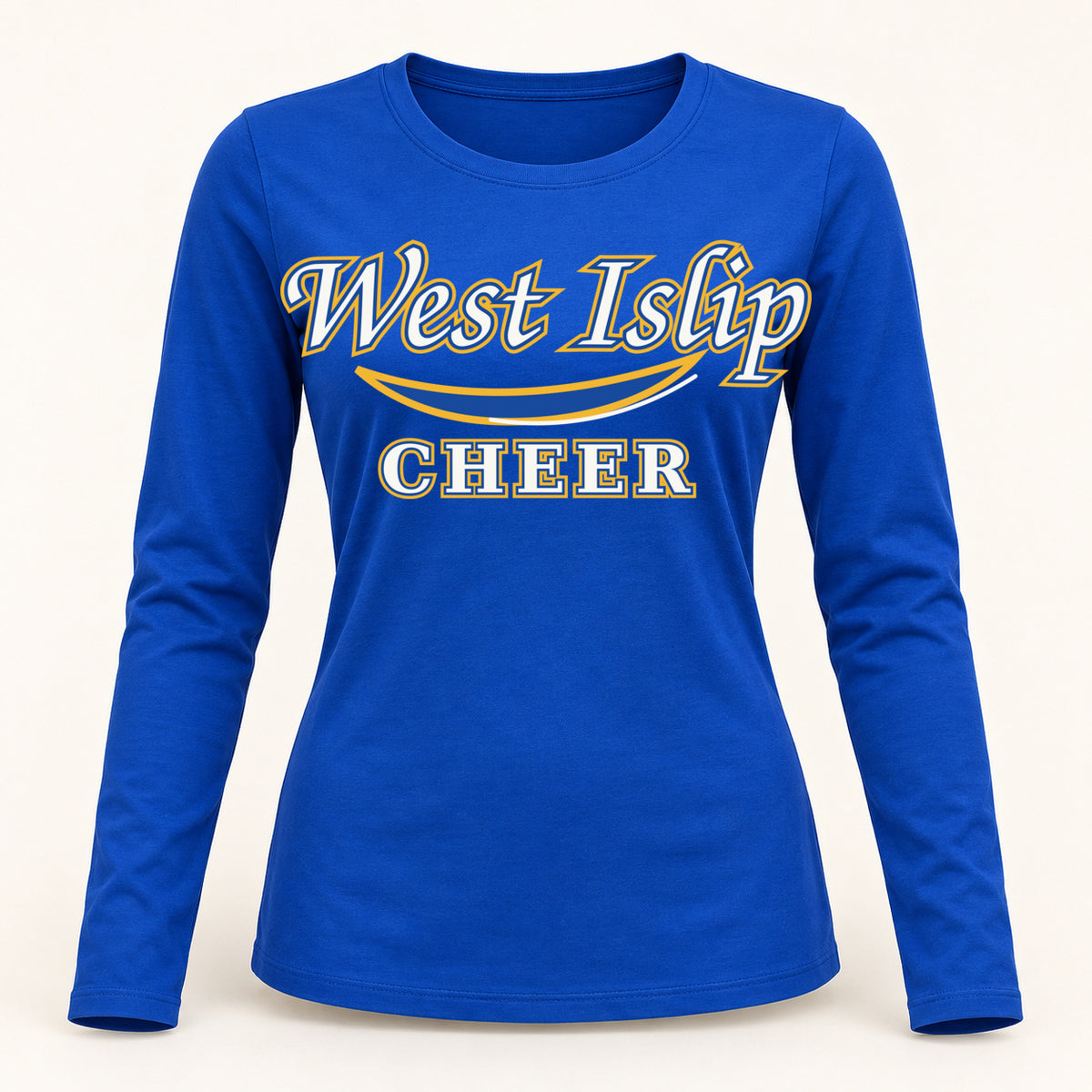West Islip Cheer women's varsity script long-sleeve tee in Royal