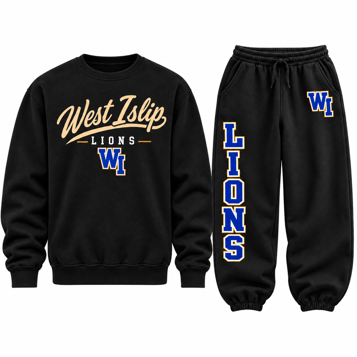 West Islip Lions Heritage Crewneck and Baggy Sweatpants Set — sweatshirt and pants together
