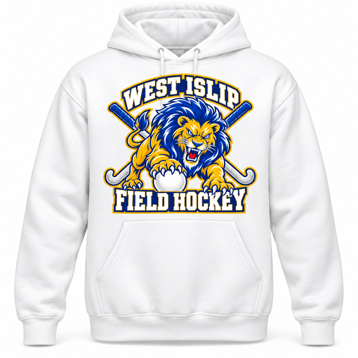 West Islip Field Hockey Pounce Lion Pullover Hoodie in White