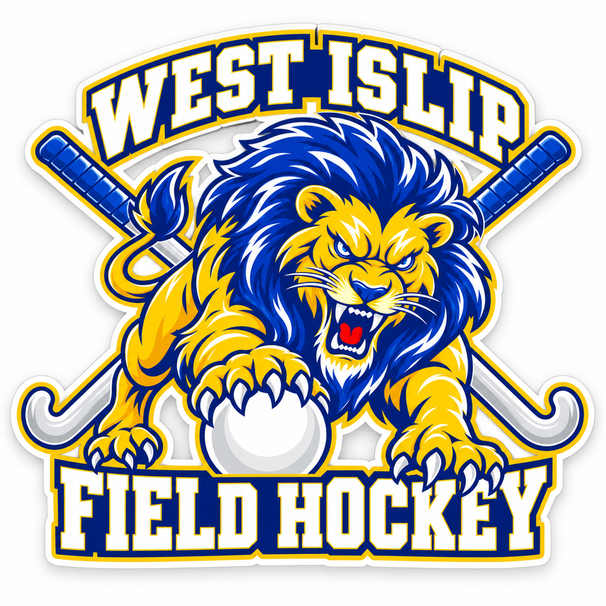 West Islip Field Hockey Pounce Lion Vinyl Sticker in Full Color