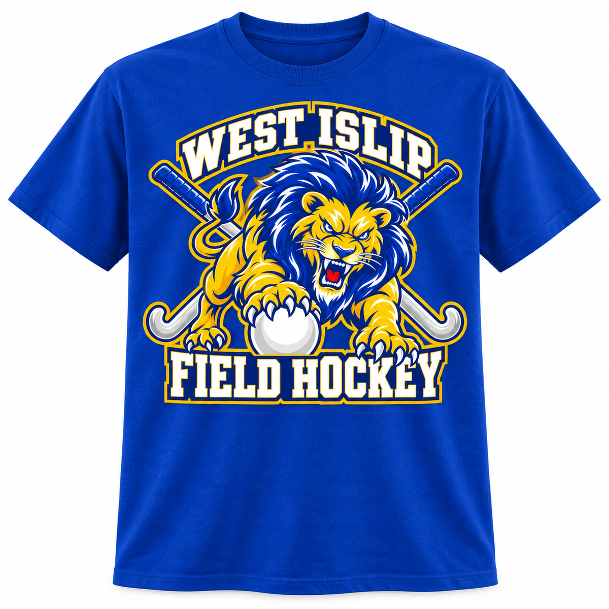 West Islip Field Hockey Pounce Lion Youth T-Shirt in Royal Blue