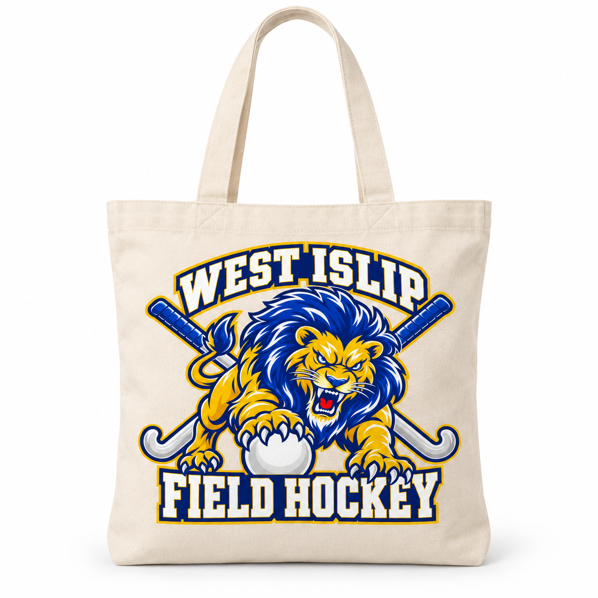 West Islip Field Hockey Pounce Lion Canvas Tote in Natural