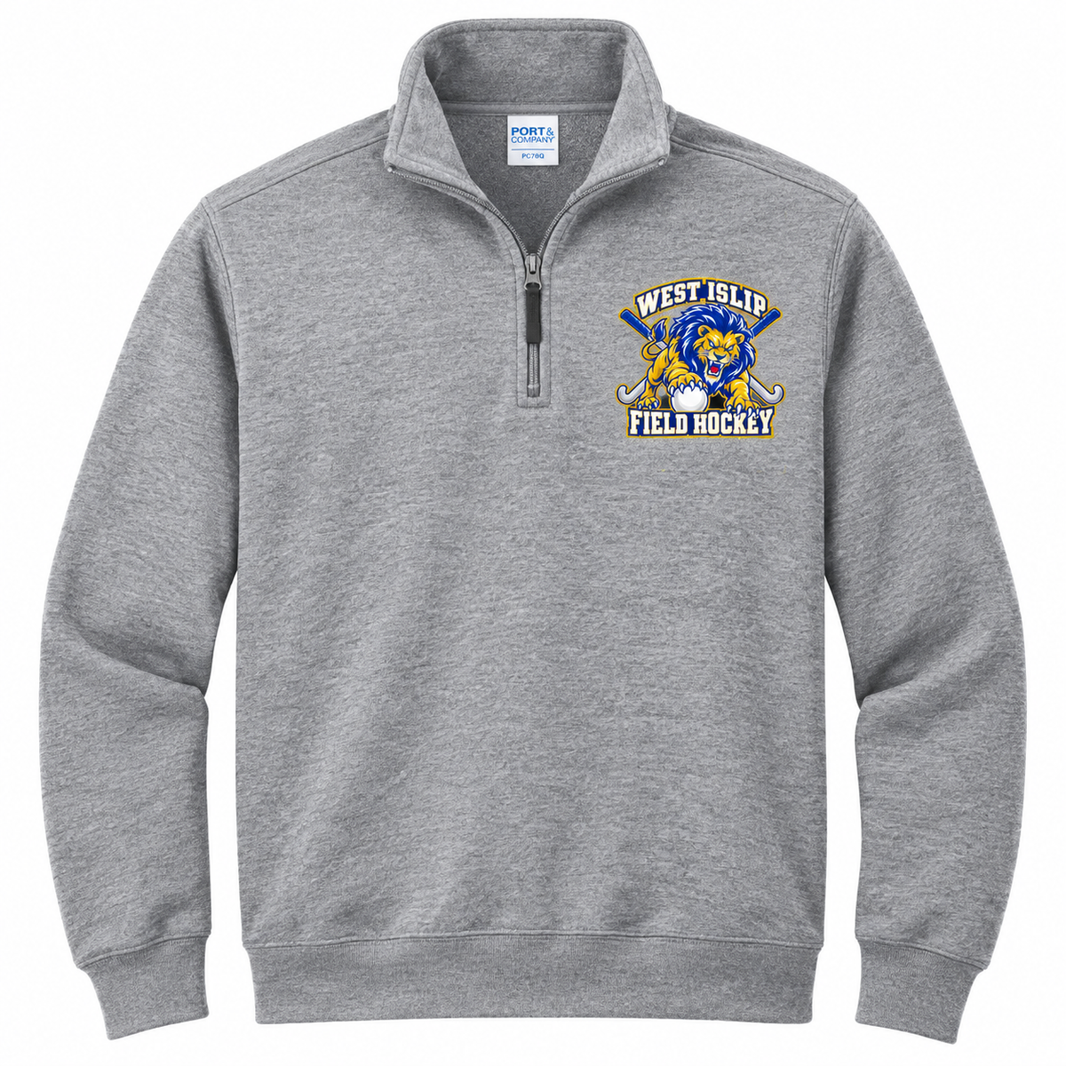 West Islip Field Hockey Pounce Lion Fleece Quarter-Zip in Heather Gray
