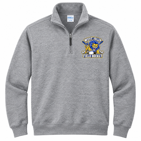 West Islip Field Hockey Pounce Lion Fleece Quarter-Zip in Heather Gray