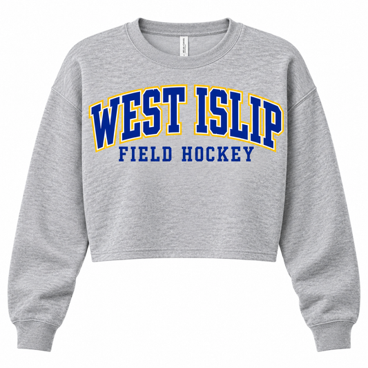 West Islip Field Hockey Women's Varsity Crop Crewneck in Heather Gray