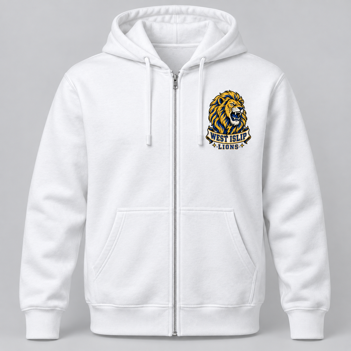 West Islip Flash Lion full-zip hoodie in White