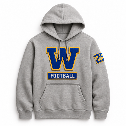 West Islip Football Varsity Hoodie — studio product view