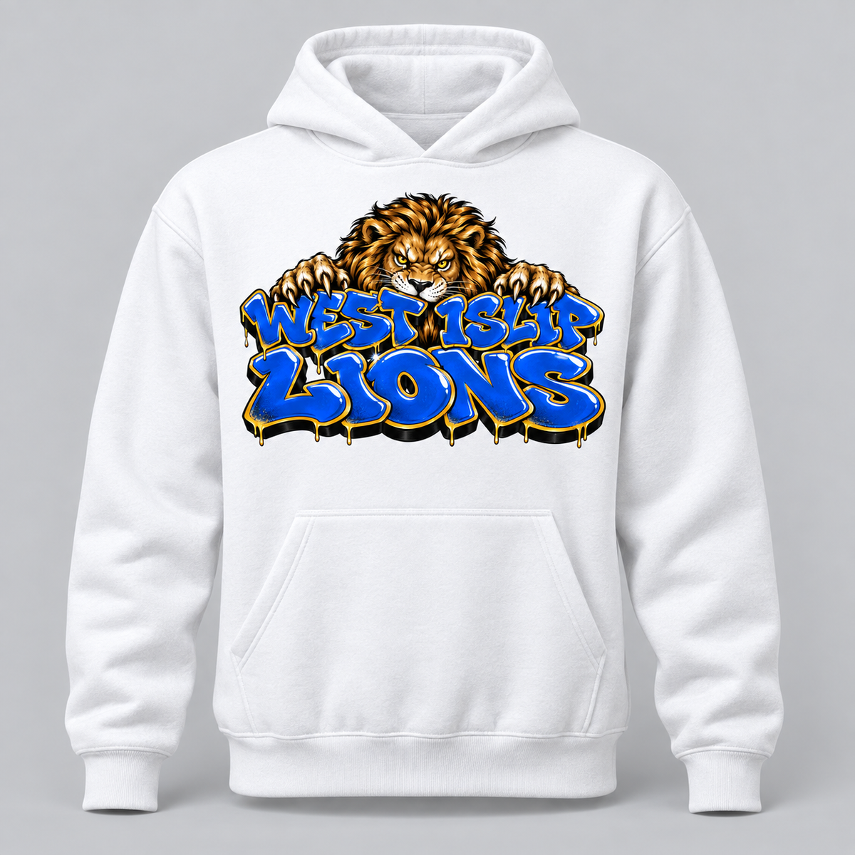 West Islip Graffiti Lion pullover hoodie in White