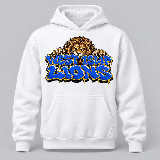 West Islip Graffiti Lion pullover hoodie in White