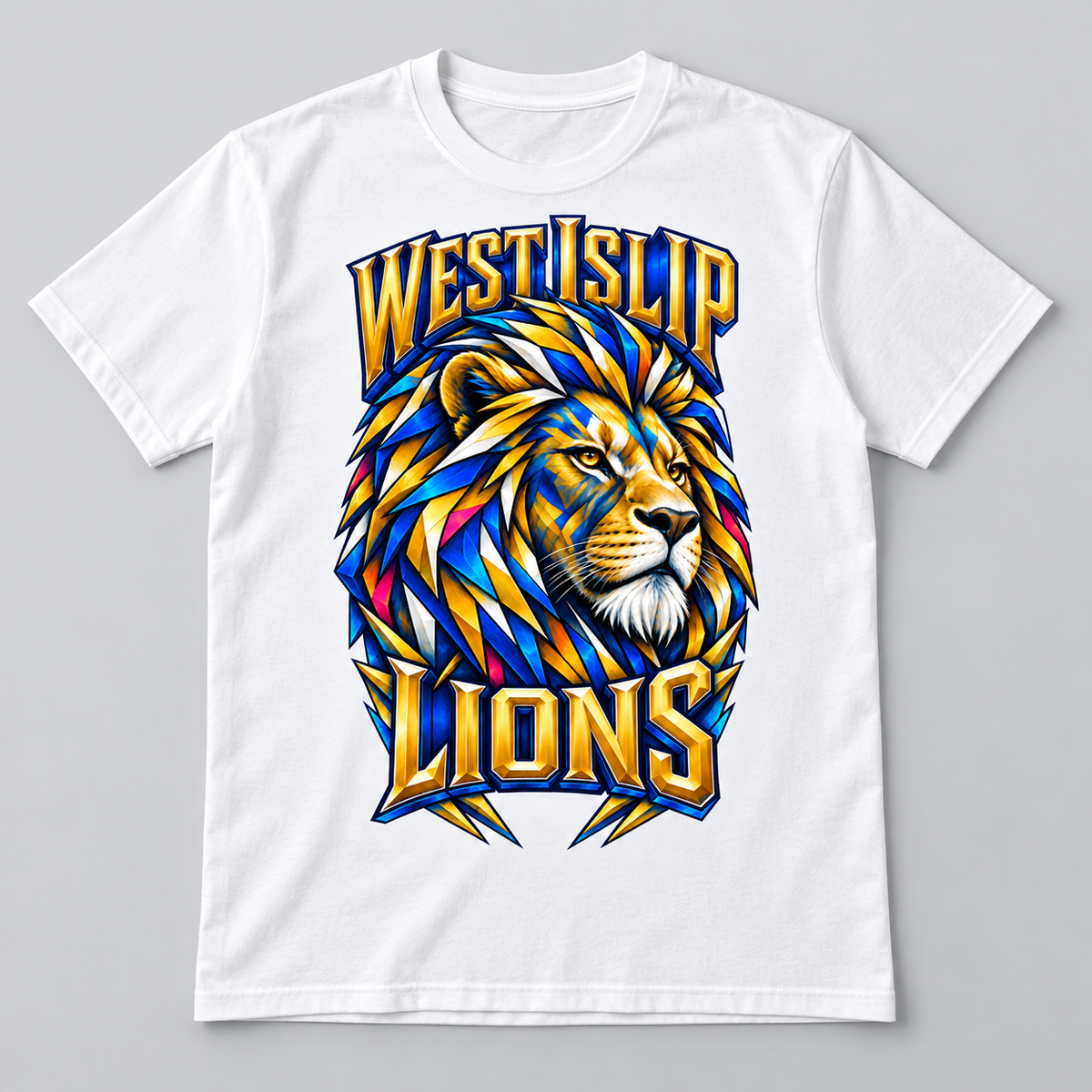 White West Islip Kaleidoscope Lion premium tee