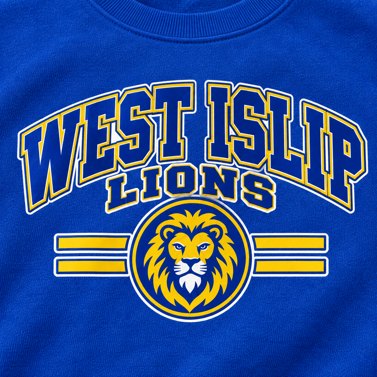 West Islip Lions Varsity Kid Youth Crewneck Sweatshirt — Royal detail view