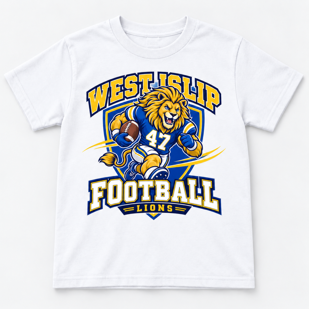 West Islip Lions Football Sport Mode Youth Tee — White front view