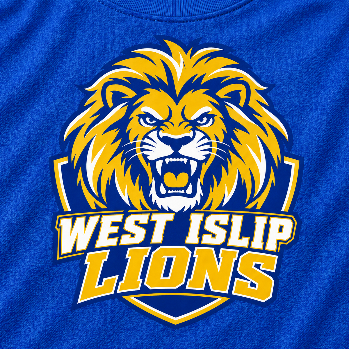 West Islip Lions Crest Youth Performance Tee — Sport Royal detail view