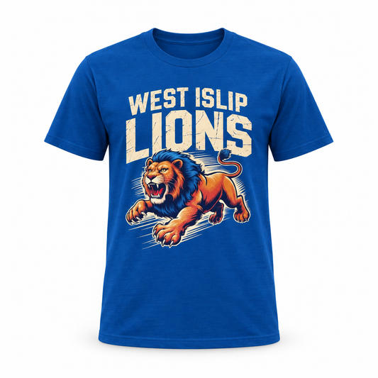 West Islip Lions Fierce Pride T-Shirt - Roaring Spirit Collection — studio product view