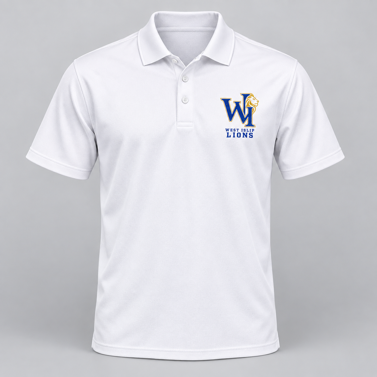 West Islip Lions Heritage Monogram Polo in White