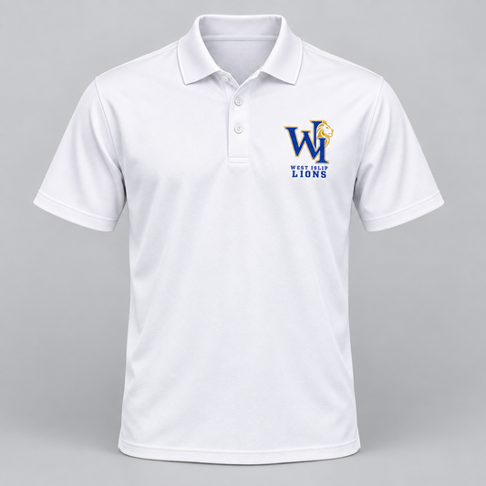 West Islip Lions Heritage Monogram Polo in White