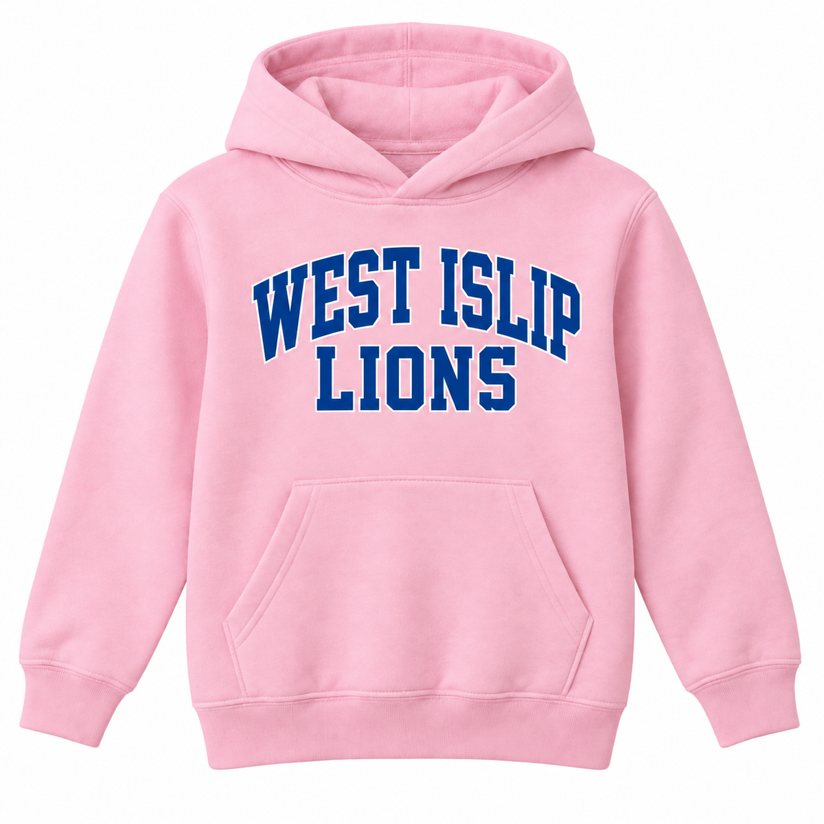 West Islip Lions Girls Classic Varsity Youth Hoodie - Light Pink