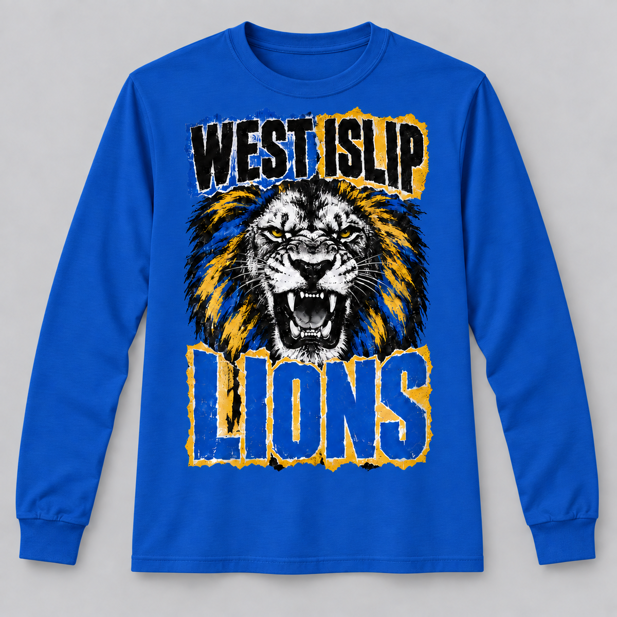 West Islip Lions Punk Roar Long-Sleeve Tee in Royal