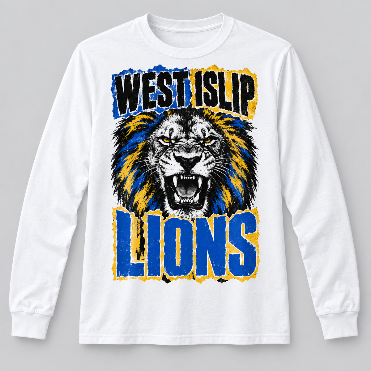 West Islip Lions Punk Roar Long-Sleeve Tee in White