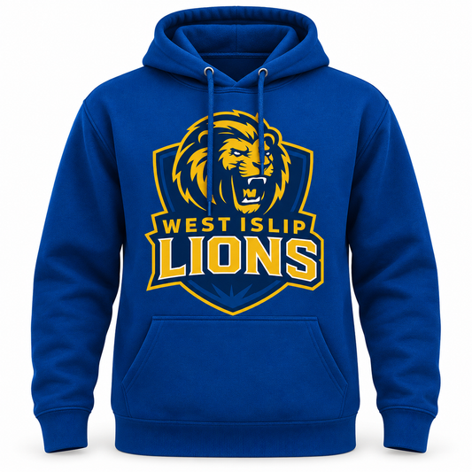 West Islip Lions Royal Blue Hoodie — studio product view