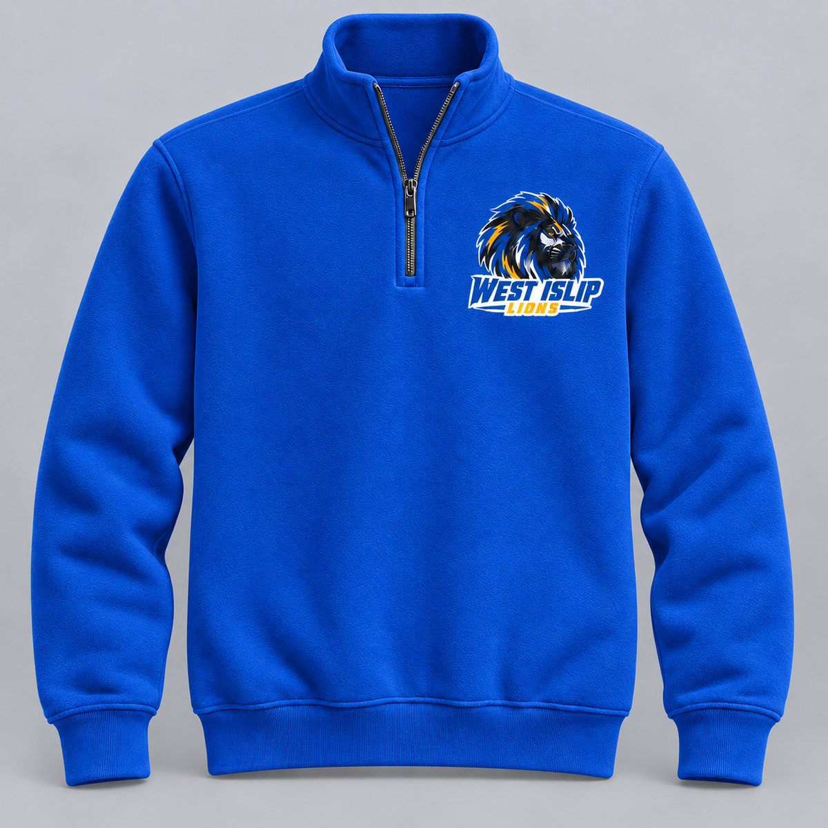 West Islip Lions Stencil Lion Quarter-Zip Sweatshirt in Royal