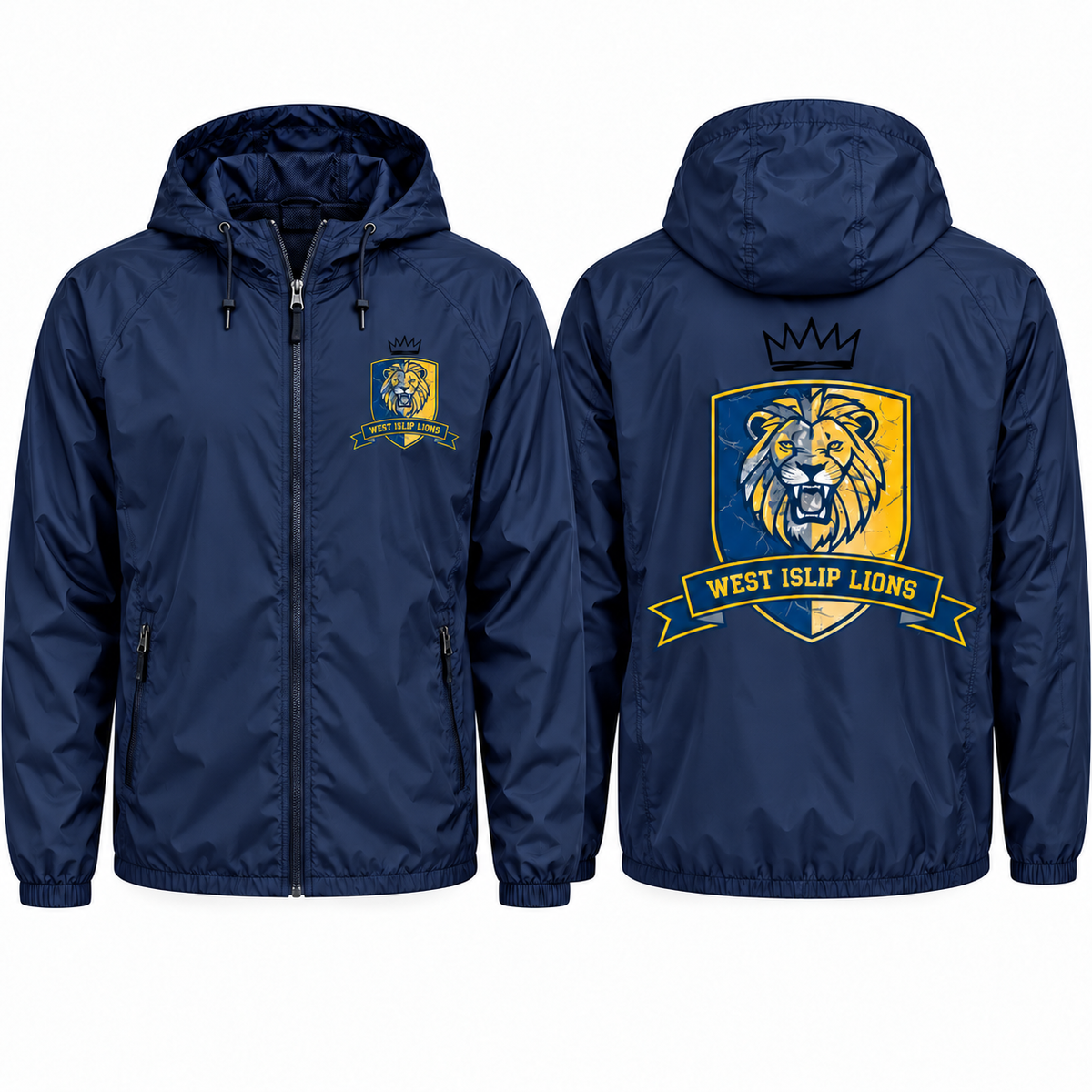 West Islip Lions Varsity Windbreaker in Navy