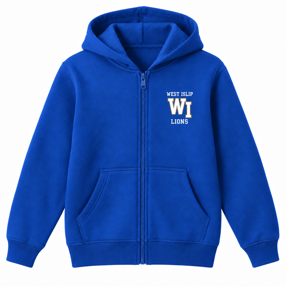 West Islip Lions WI Crest Youth Full-Zip Hoodie - Royal Blue