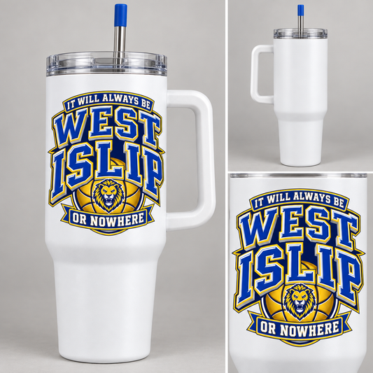 West Islip or Nowhere Courtside Crest 40 oz Handled Tumbler; White; product comparison views