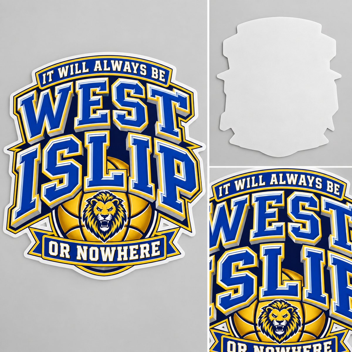West Islip or Nowhere Courtside Crest Wall Decal; Royal / Gold / White; product comparison views