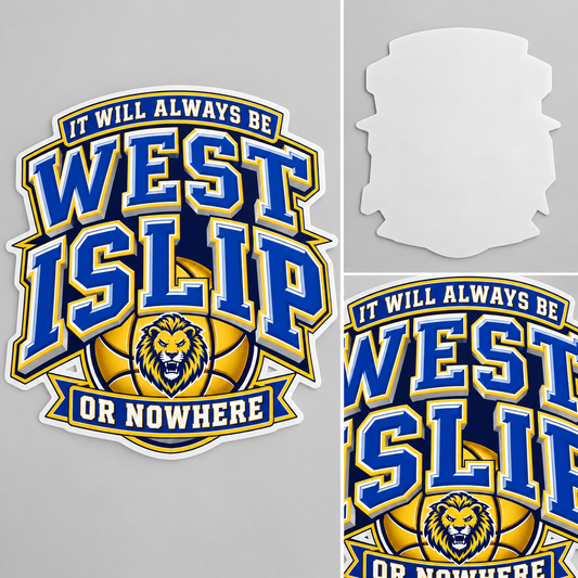 West Islip or Nowhere Courtside Crest Wall Decal; Royal / Gold / White; product comparison views