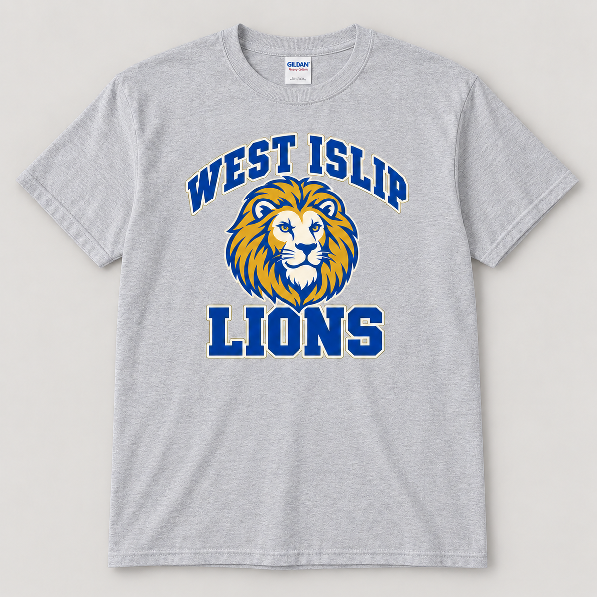 West Islip Lions Retro Varsity T-Shirt — Sport Gray front design mockup
