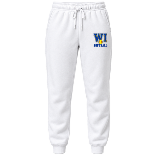 West Islip Softball WI Varsity Joggers in White, front view