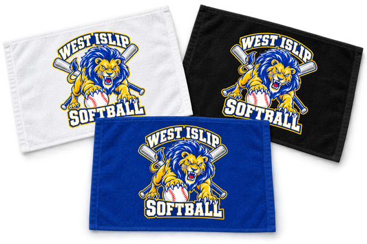 West Islip Softball Pounce Lion Game Day Rally Towel — White, Royal Blue, Black