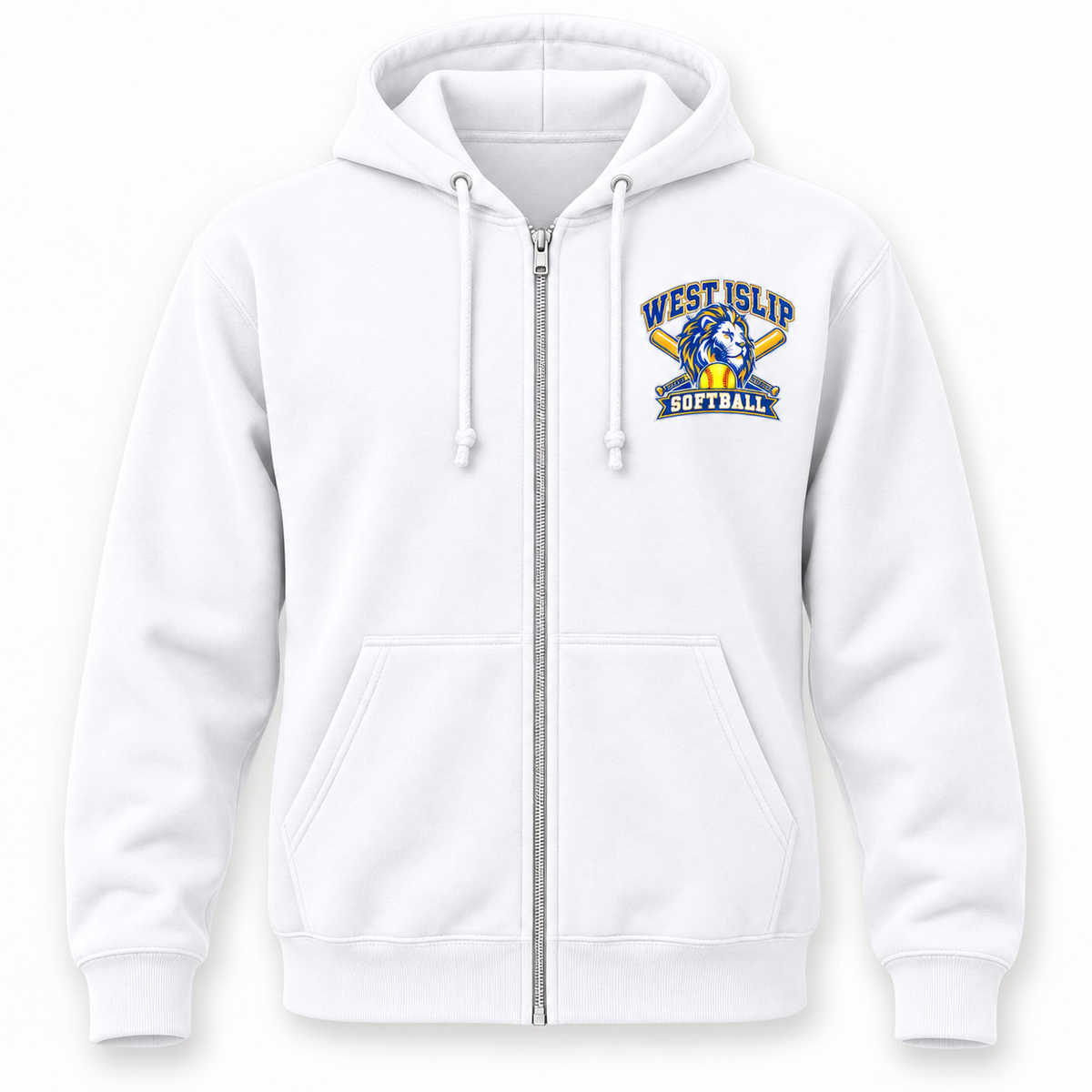 West Islip Softball zip white front view