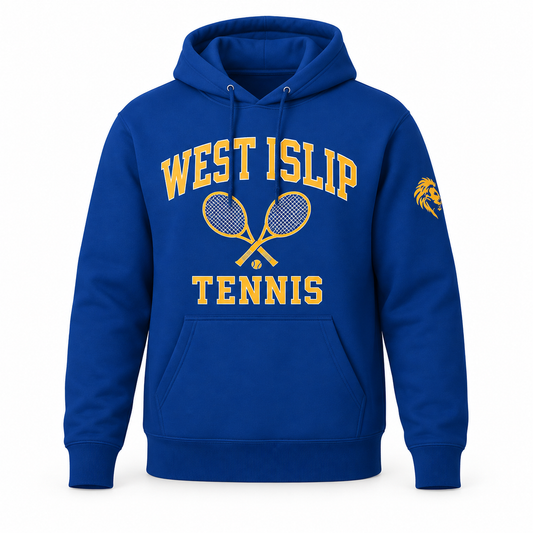 West Islip Tennis Royal Blue Hoodie — studio product view