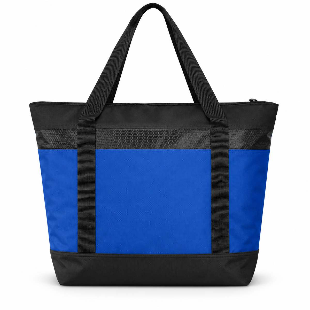 West Islip Volleyball Fierce Lion Large Zippered Cooler Tote — True Royal / Black, back view