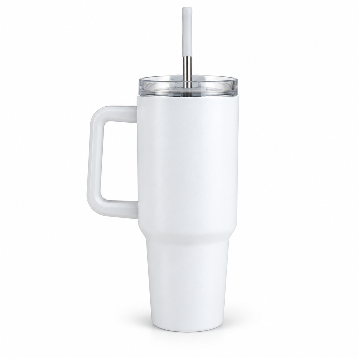 West Islip Volleyball Fierce Lion 40 oz Handled Tumbler — White, back view