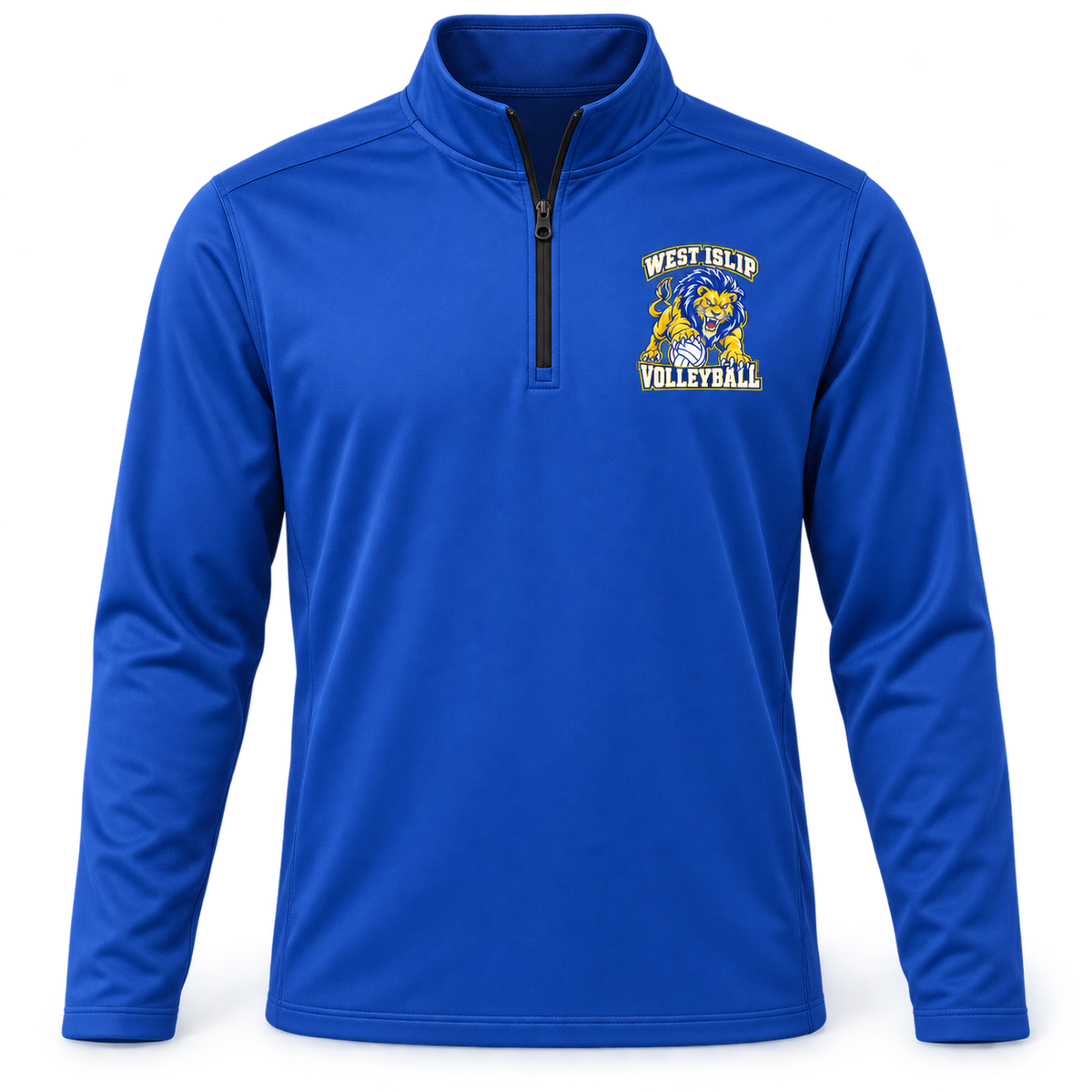 West Islip Volleyball Fierce Lion Performance Quarter-Zip — True Royal, front view