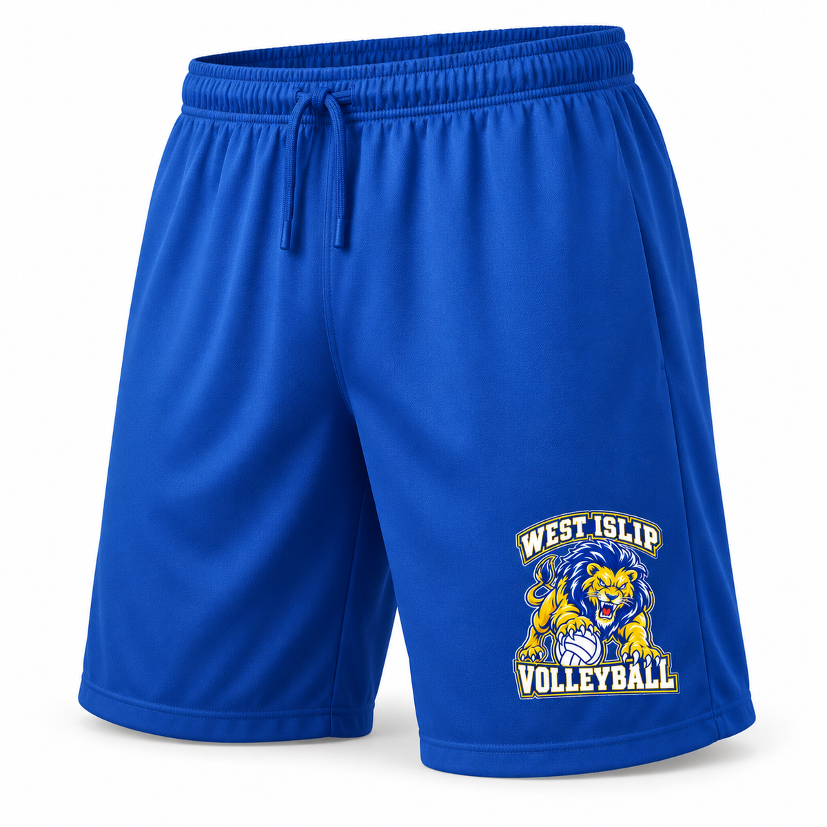West Islip Volleyball Fierce Lion Performance Shorts — True Royal, angle view