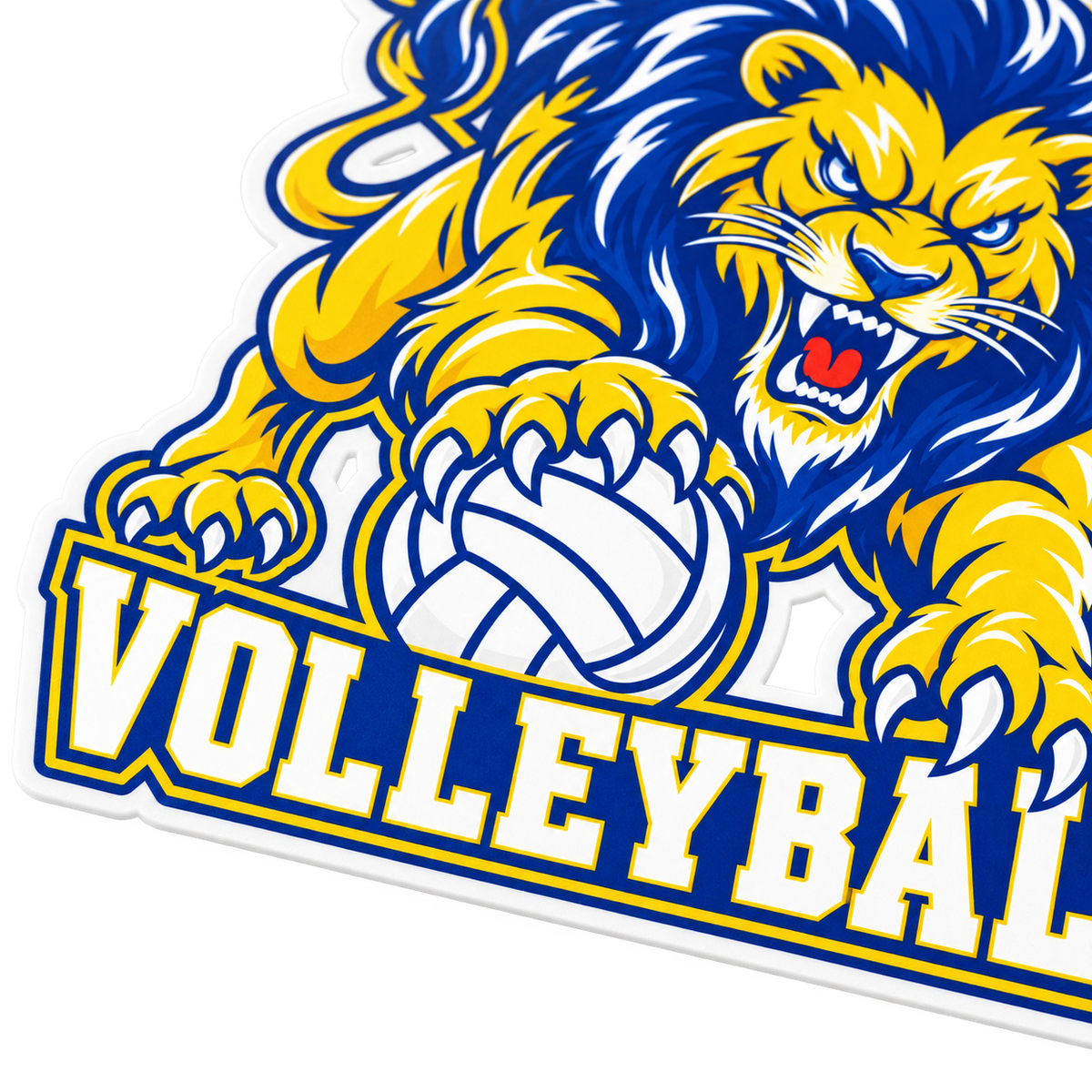 West Islip Volleyball Fierce Lion Die-Cut Vinyl Sticker — Royal / Gold / White, feature view