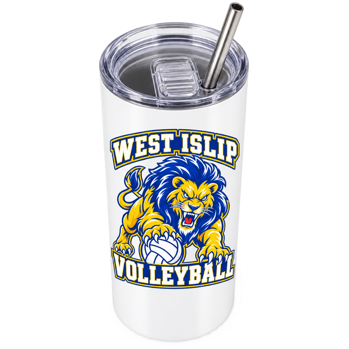 West Islip Volleyball Fierce Lion 20 oz Skinny Tumbler — White, feature view