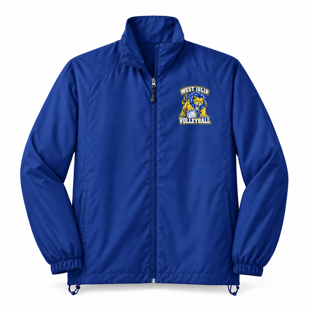 West Islip Volleyball Fierce Lion Full-Zip Wind Jacket — True Royal, front view