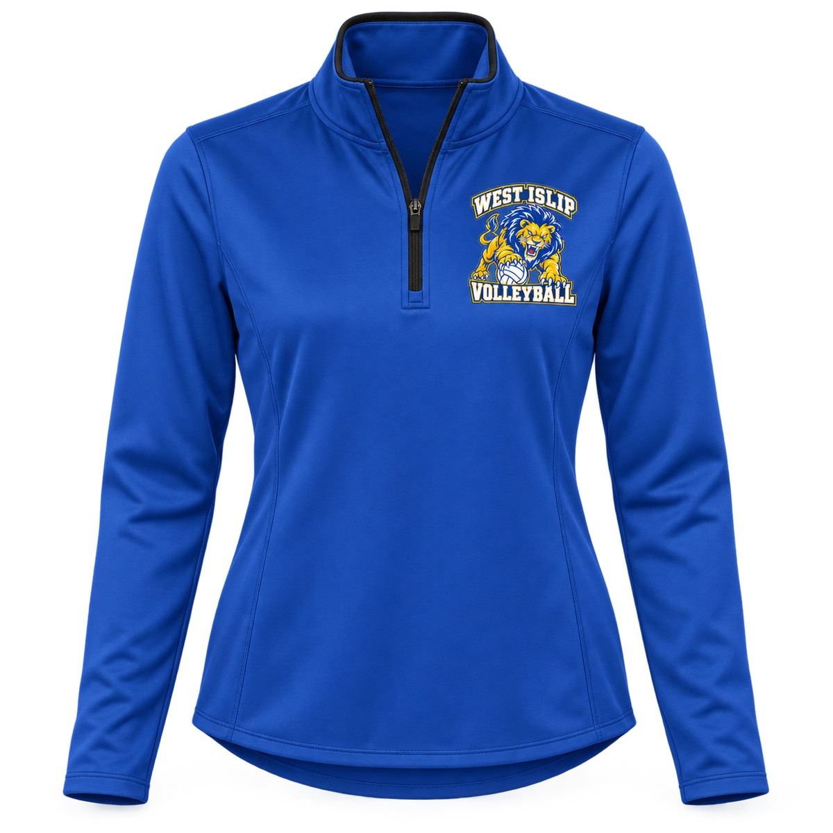 West Islip Volleyball Fierce Lion Women's Performance Quarter-Zip — True Royal, front view