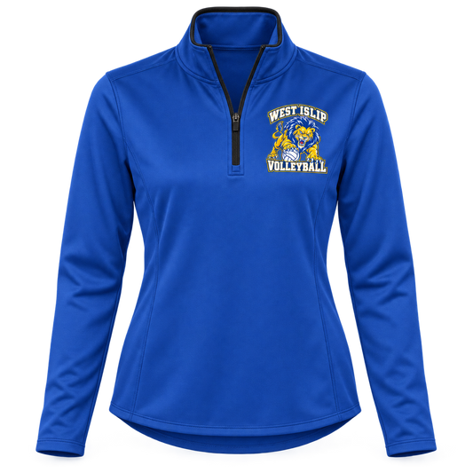 West Islip Volleyball Fierce Lion Women's Performance Quarter-Zip — True Royal, front view