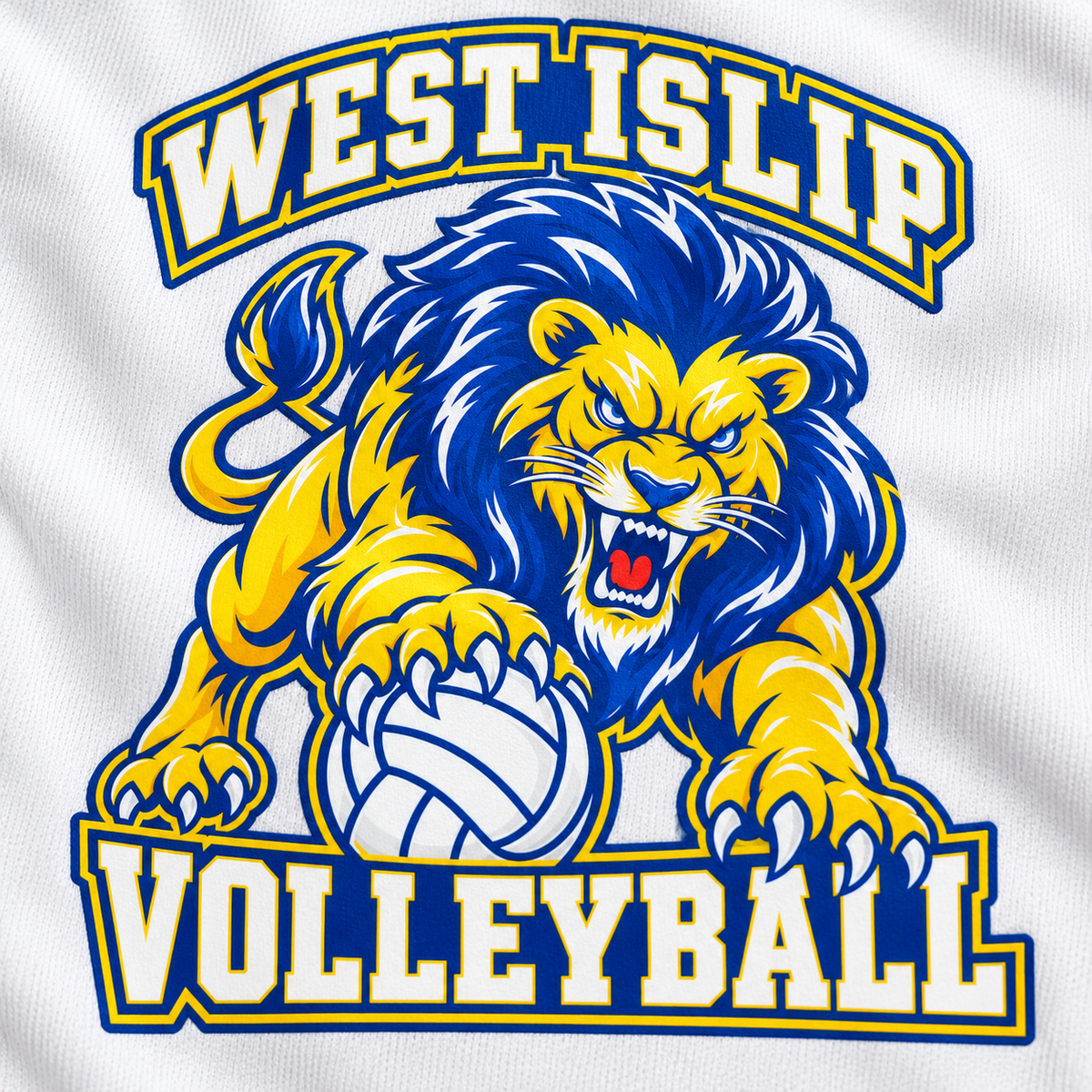 West Islip Volleyball Fierce Lion Women's Performance Tee — White, detail view