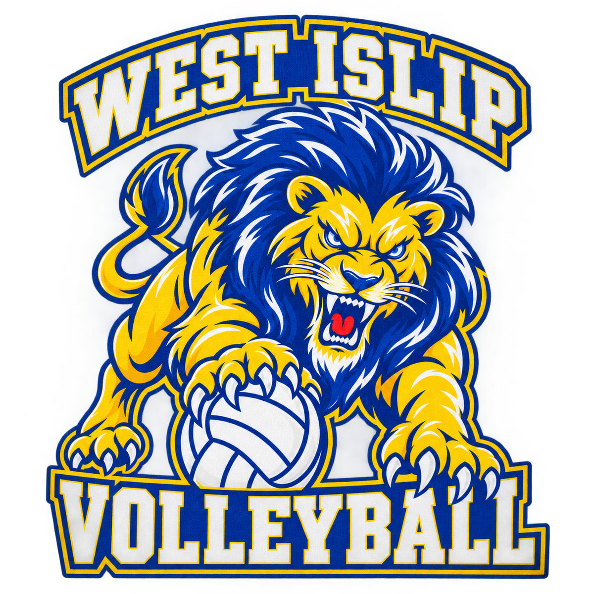 West Islip Volleyball Fierce Lion Women's Performance V-Neck — White, detail view