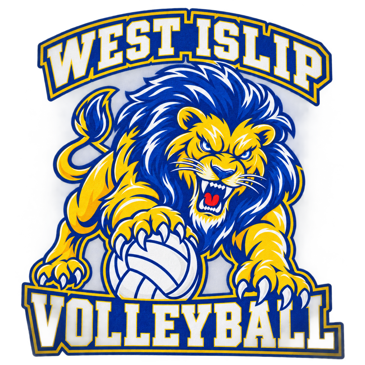 West Islip Volleyball Fierce Lion Youth Cotton Tee — White, detail view